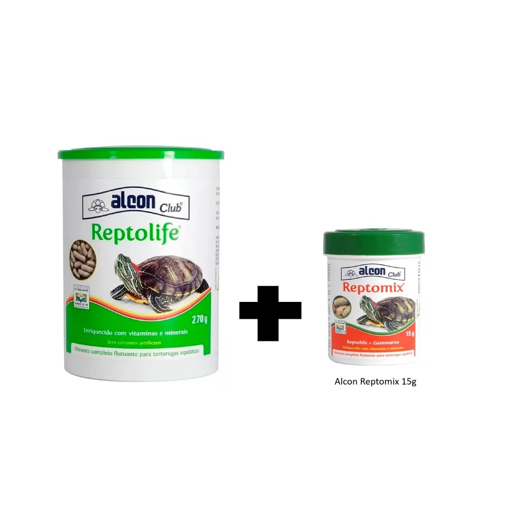 Ração  Alcon Reptolife 270g Alimento Tartaruga +1 Reptomix 15g