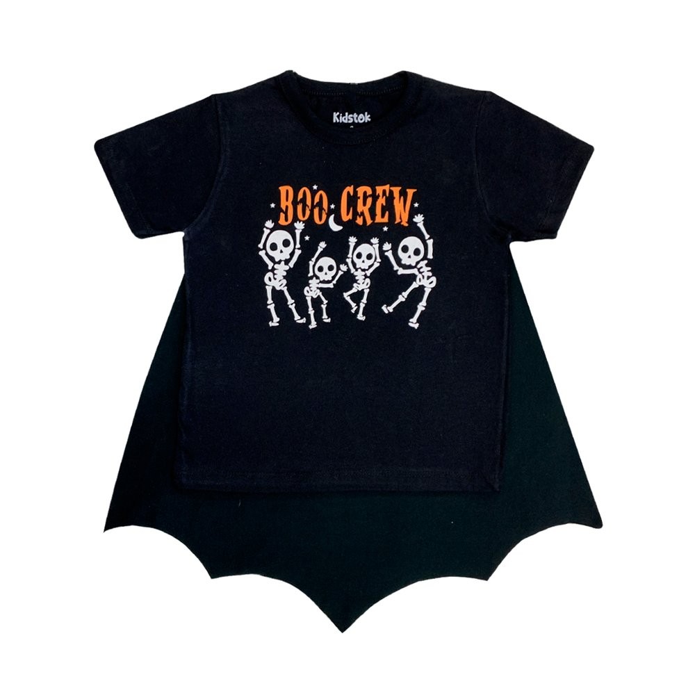 Camiseta Menino Halloween Boo Esqueletos - Kidstok