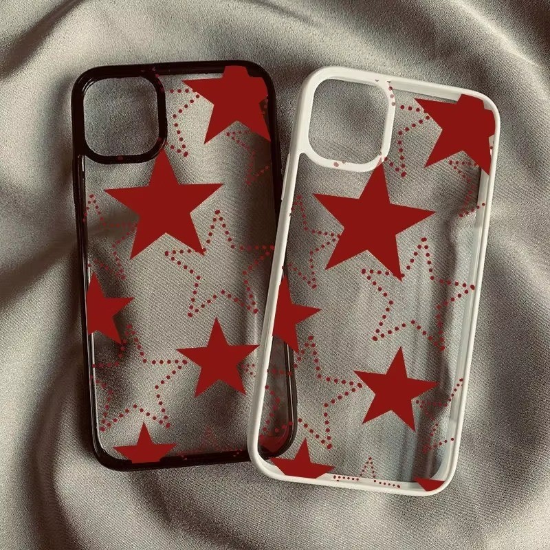 Vinho Vermelho Super Estrela Caso De Telefone Para iPhone 16 15 Pro Max 14 13 12 11 7 8 Plus SE2 XS X XR De Cinco Pontas