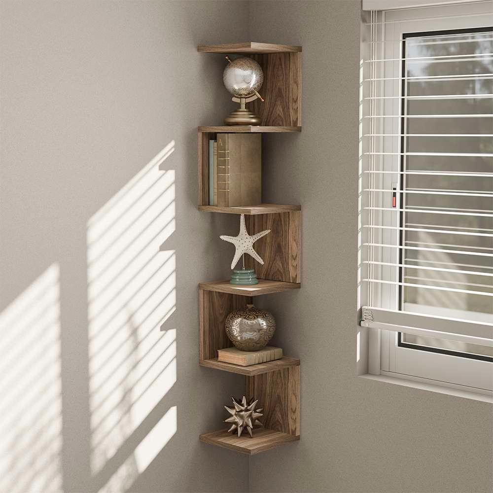 Prateleira de Canto Lyra 5 Nichos Decorativos Freijó para Sala Quarto Livros em Oferta na Shopee