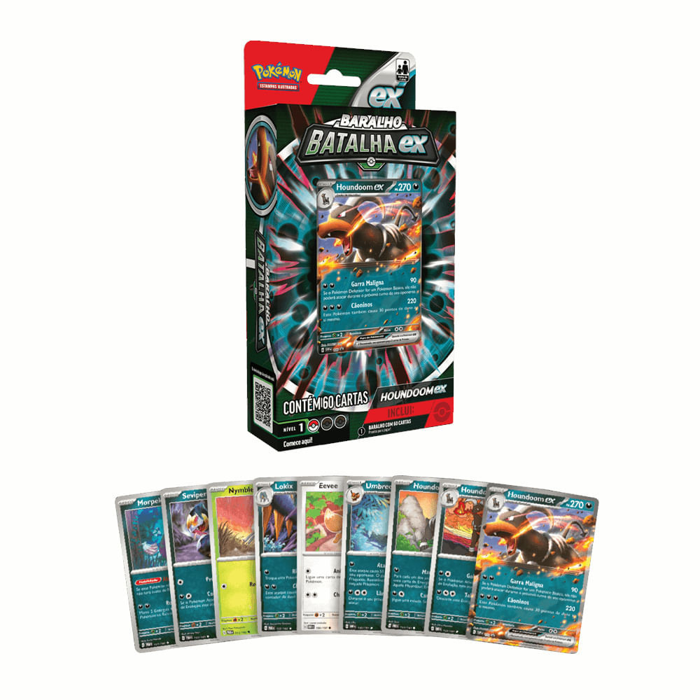 Detalhes do Box de Cartas Pokémon - Houndoom - Batalha EX - Copag