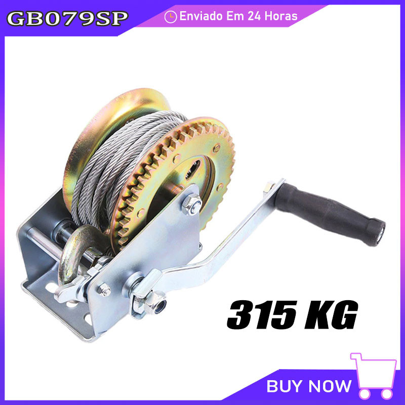 Guincho Manual De Arraste Com Catraca com cabo de aço 315 Kg para Carreta Lancha Barco Jet Ski