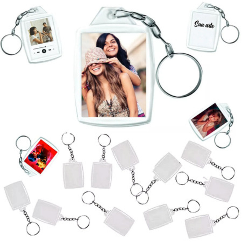 Chaveiro Para Foto 3x4 Acrílico Retangular 100 Unidades em Oferta na Shopee
