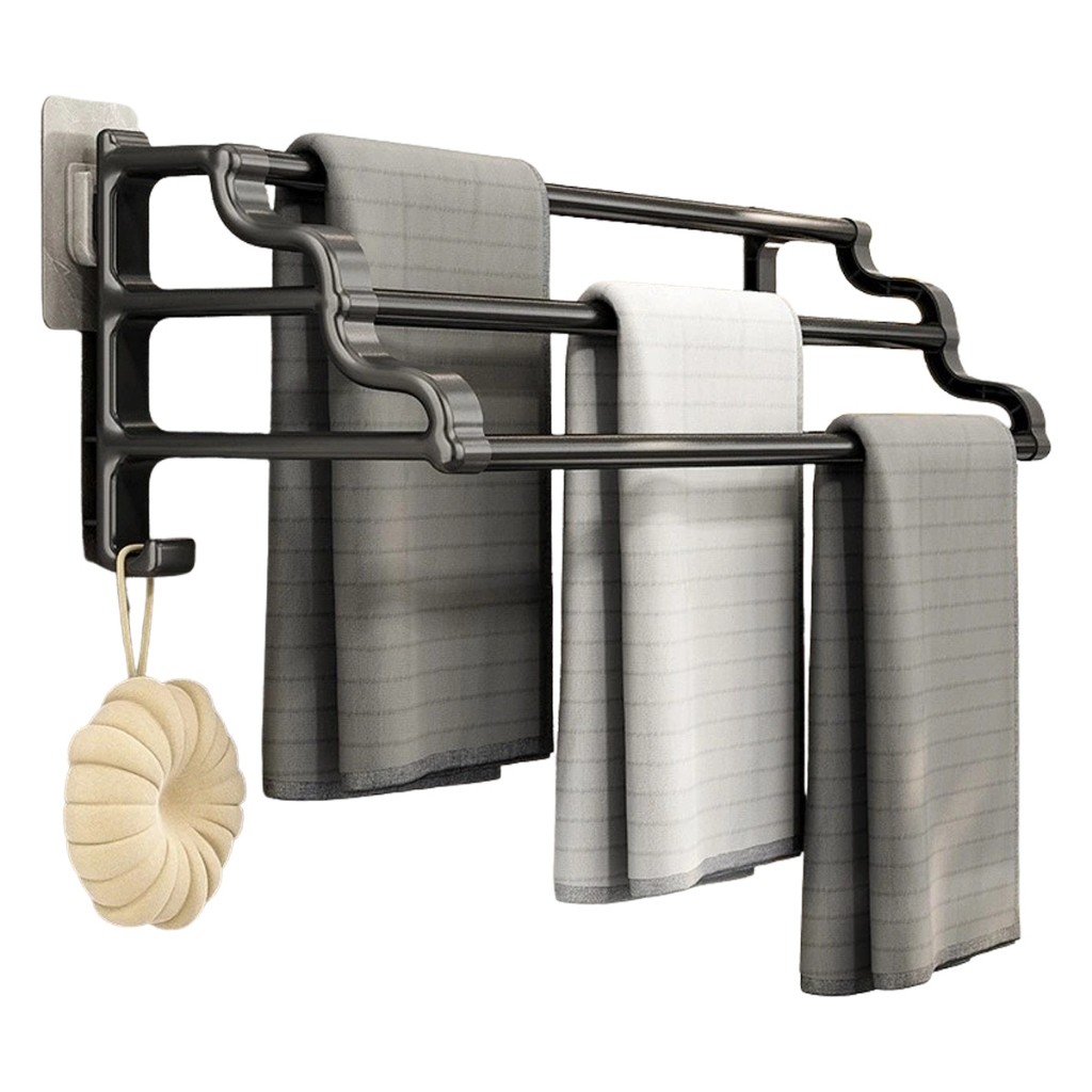 Suporte De Toalha Toalheiro 3 Andares Com Gancho 80cm - Home & Living