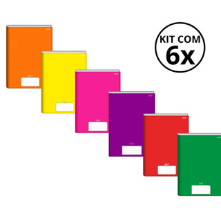 Kit Com 6 Caderno Brochura 96 Fls Pautado Capa Dura - Stiff KITS:KIT 02 em Oferta na Shopee