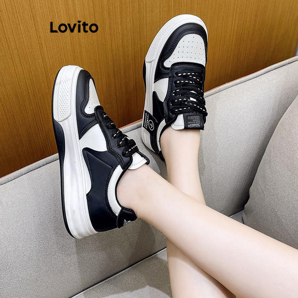 Lovito Casual liso Colorblock versátil sola grossa fundo macio tênis confortável para mulheres LFA67246 - Women Shoes