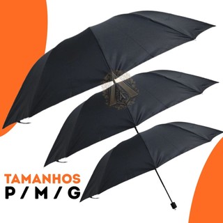 Guarda Chuva Reforçado Original Preto Dobrável Com Vários Tamanhos | P, M e G