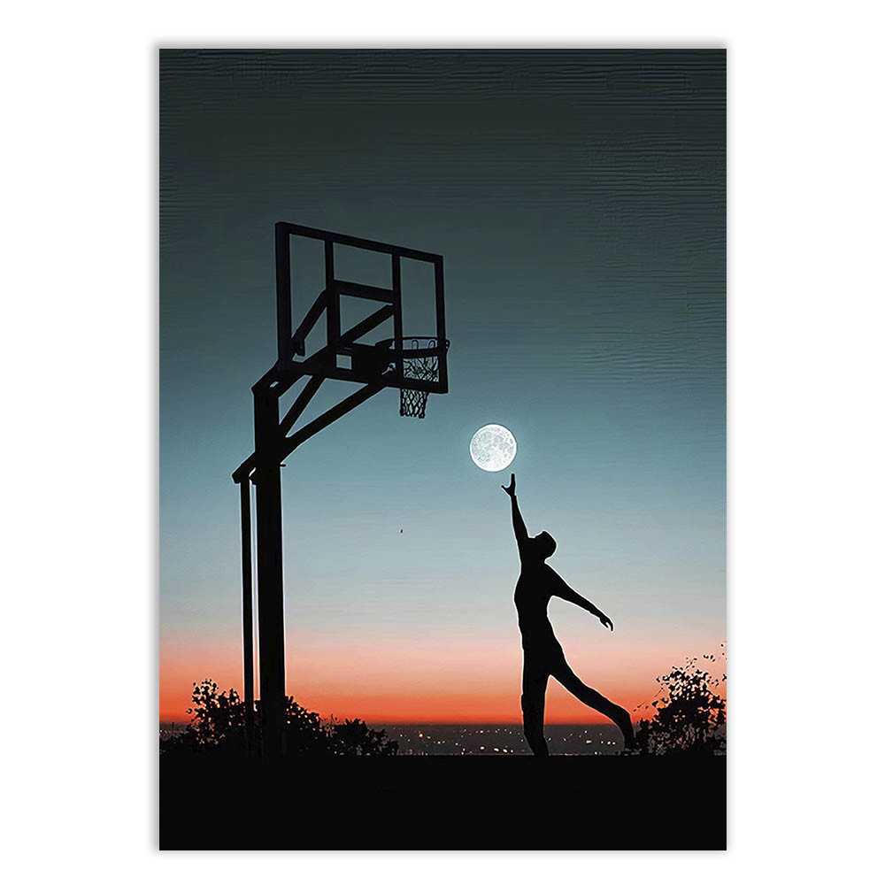 Placa Decorativa Basquete Quadra De Rua Ilustração Boa Lua Decoração Poster Quarto Sala