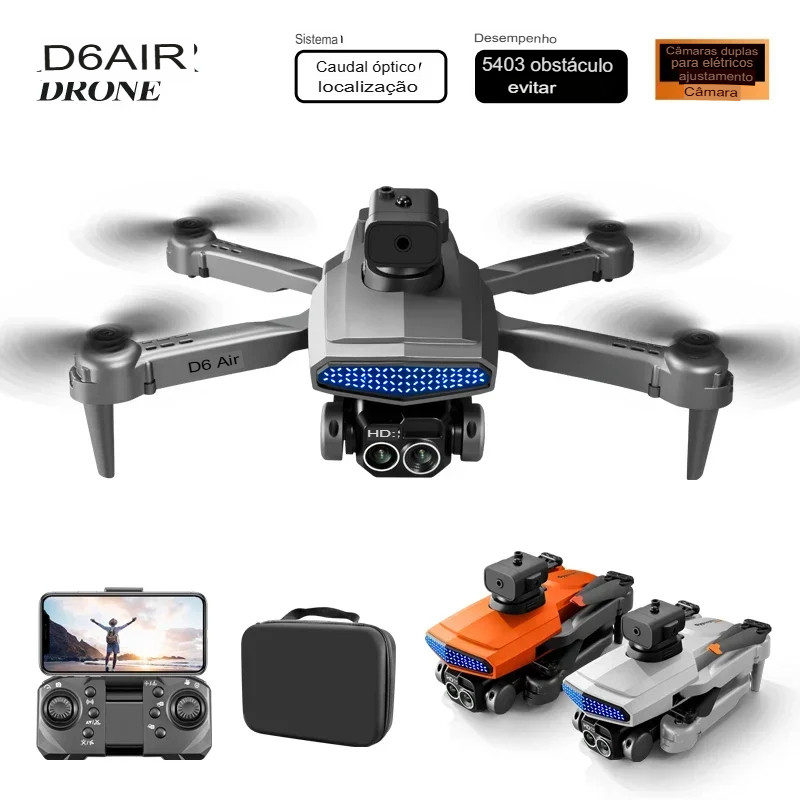Drone D6 Pro, Câmera Dupla, wi-fi, e Desvio de Obstáculos! 1 Bateria