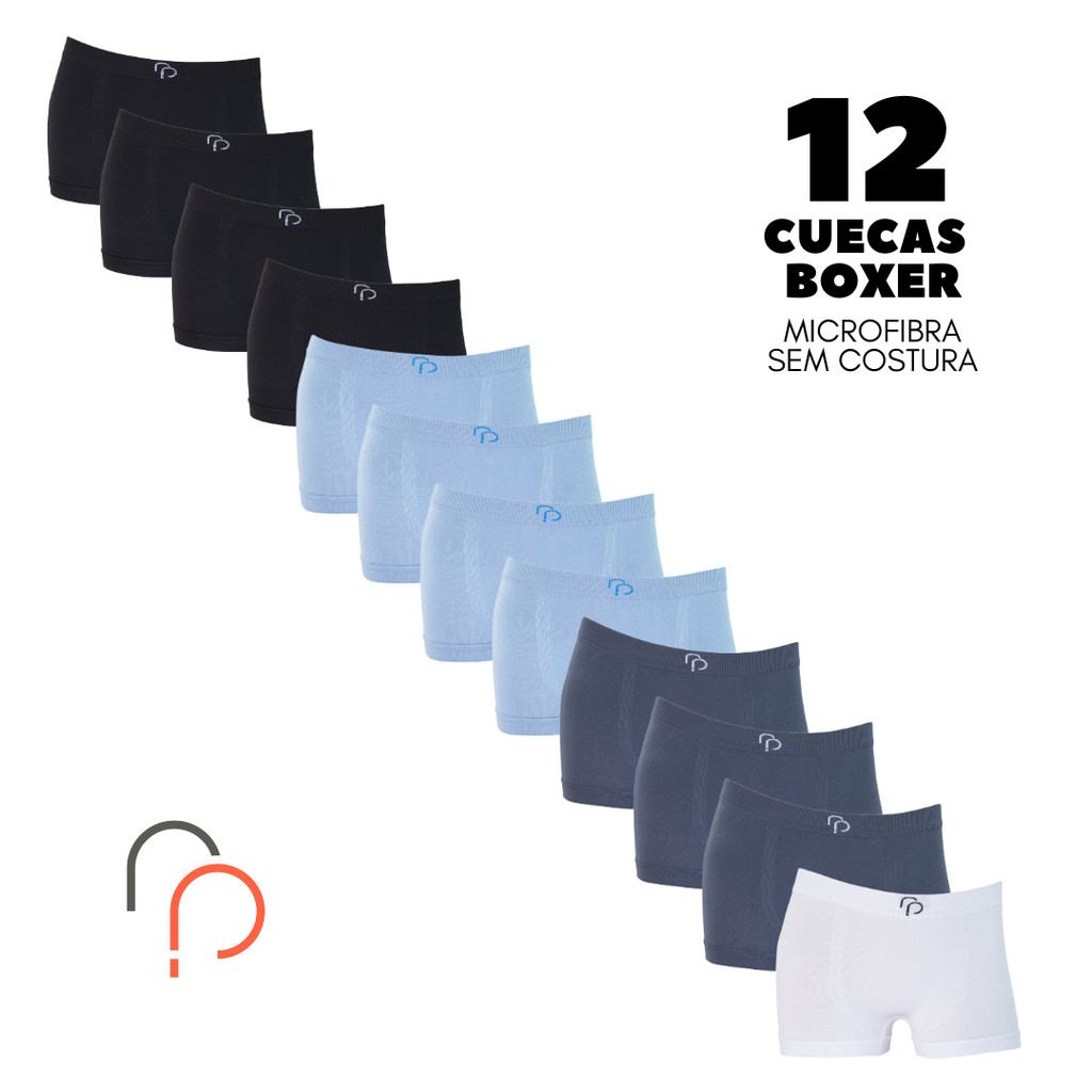 Kit 12 Cuecas Boxer INFANTIL Sem Costura em Microfibra RP