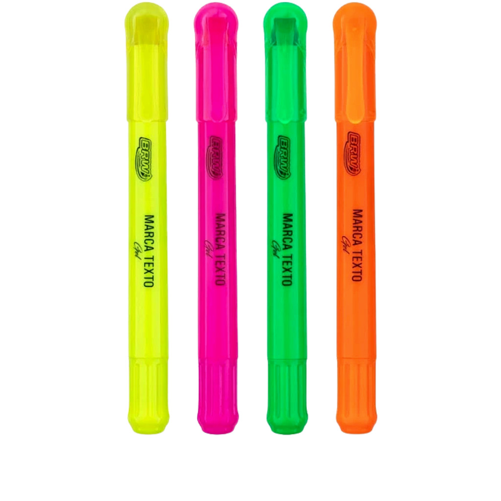 Kit 4 Marca Texto em Gel Neon  - BRW