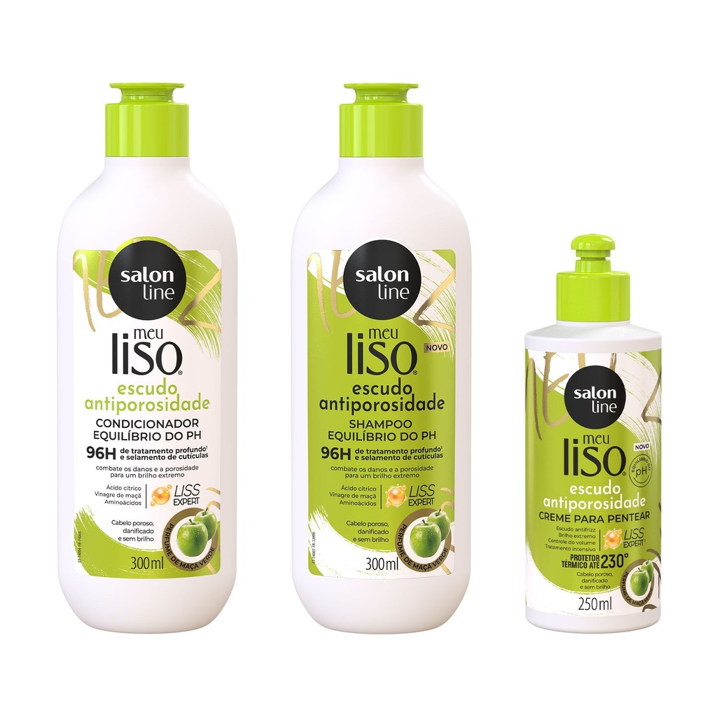 Kit Shampoo + Condicionador + Creme para Pentear Meu Liso Antiporosidade - Beauty