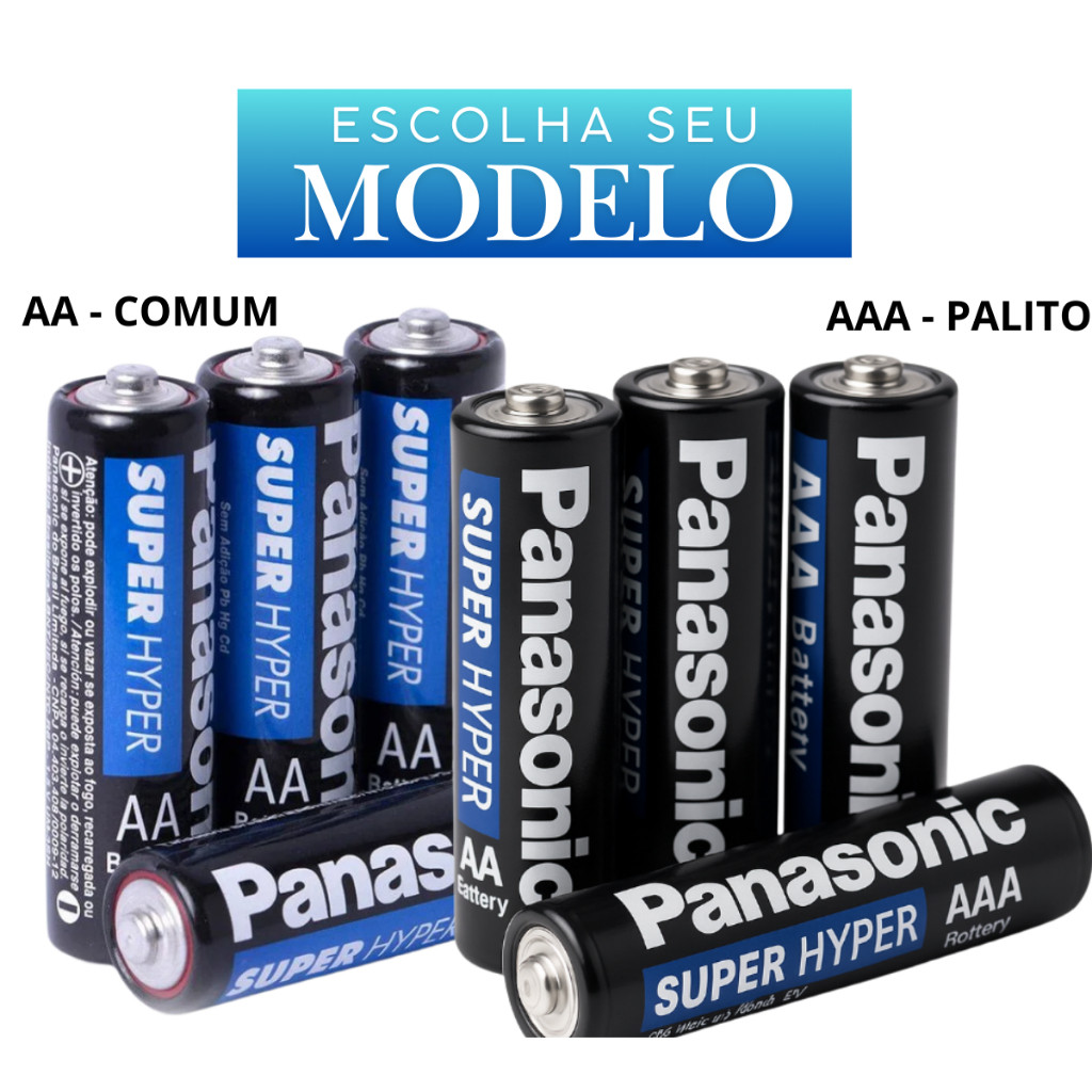 Pilhas Panasonic AA ou AAA | Palito ou Comum | Kit 8, 12, 24 ou 32 Unidades Pilha para controle