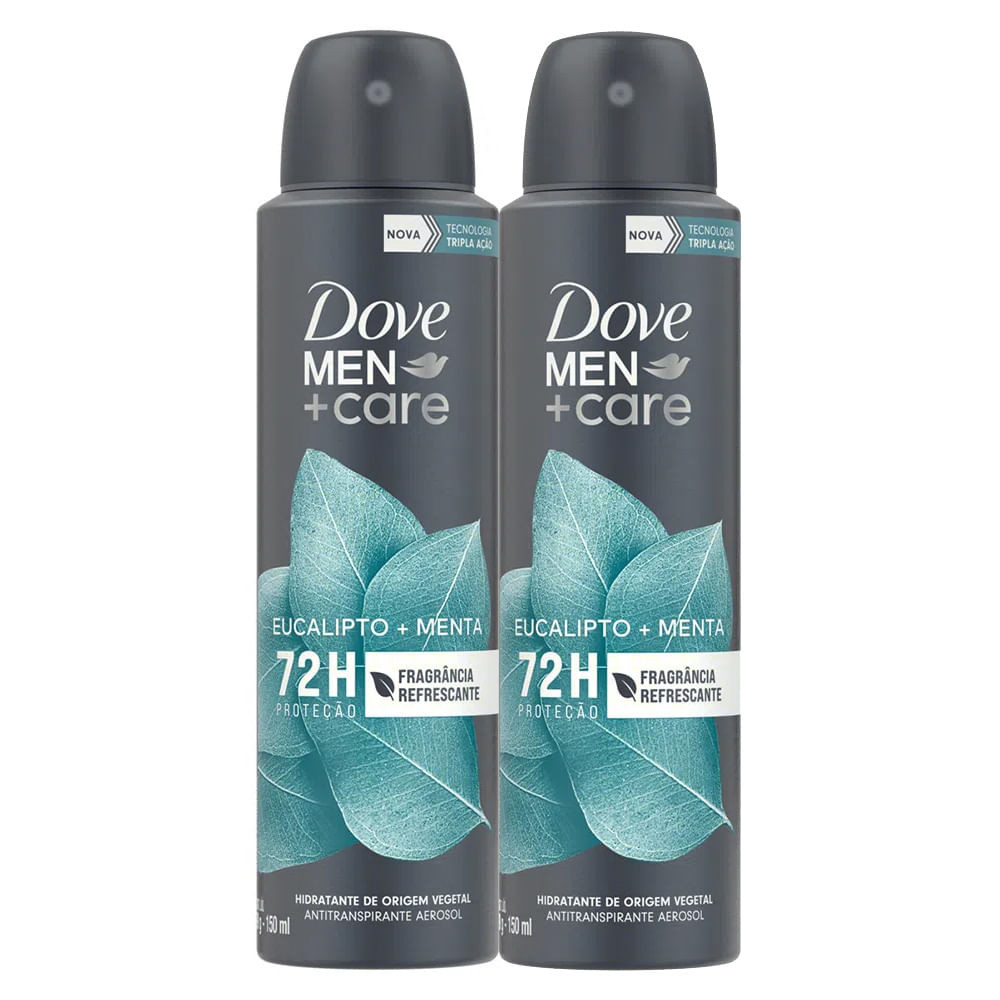 Kit 2 Desodorante Dove Men + Care Eucalipto e Menta Aerossol 150ml - Beauty