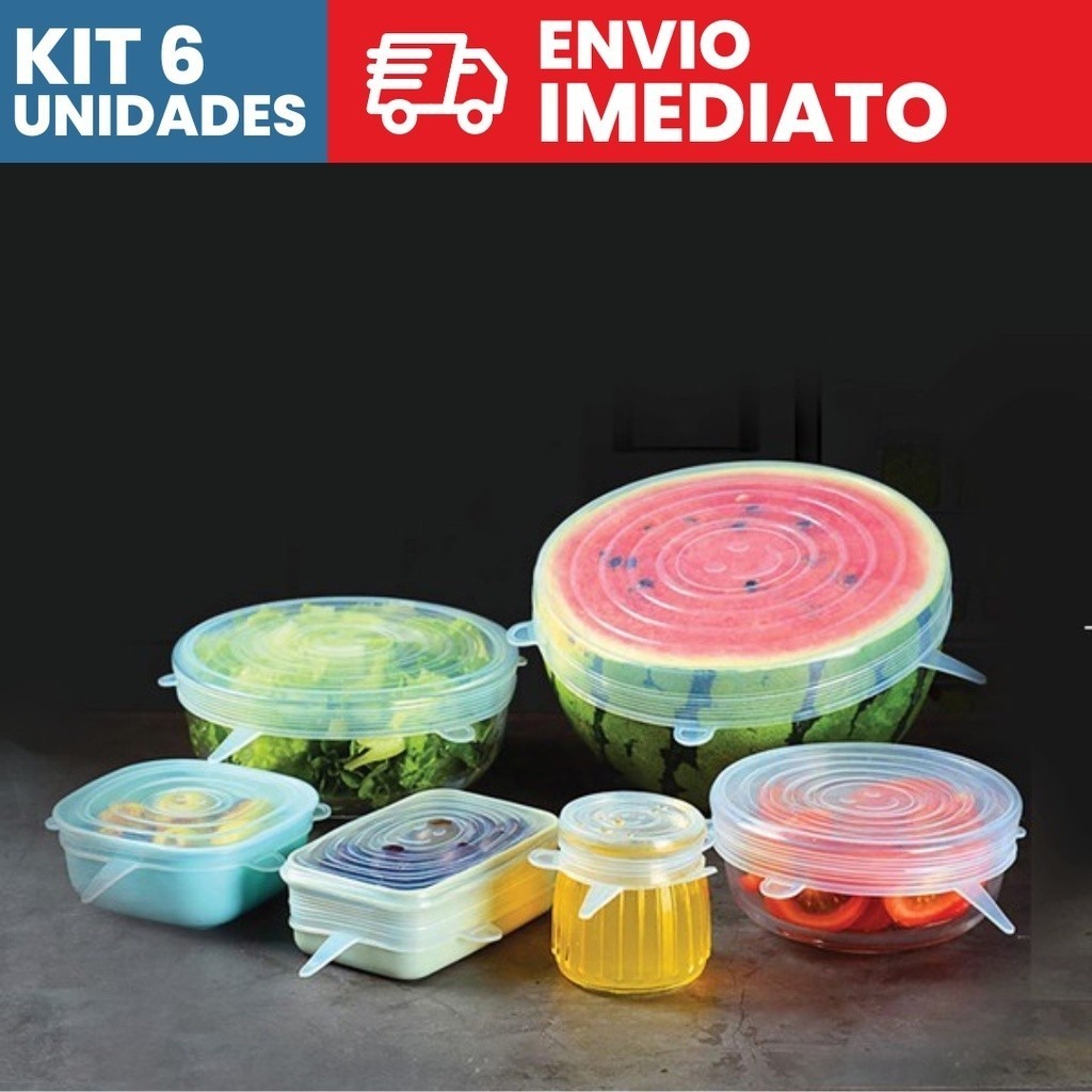Tampa De Silicone Flexível Reutilizável Kit 6 Unidades Oferta