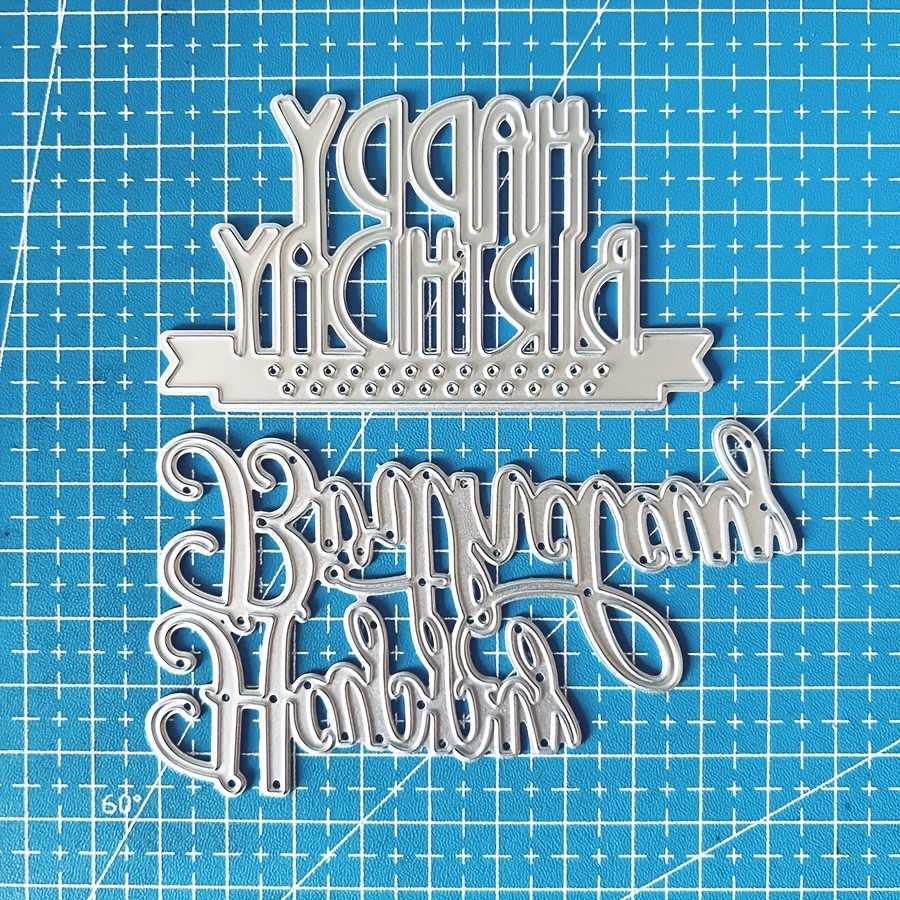 2 Unidades/Conjunto Cortes De Matrizes De Feliz Aniversário Para Fazer Cartões , Corte , Molde De Metal Scrapbooking , E