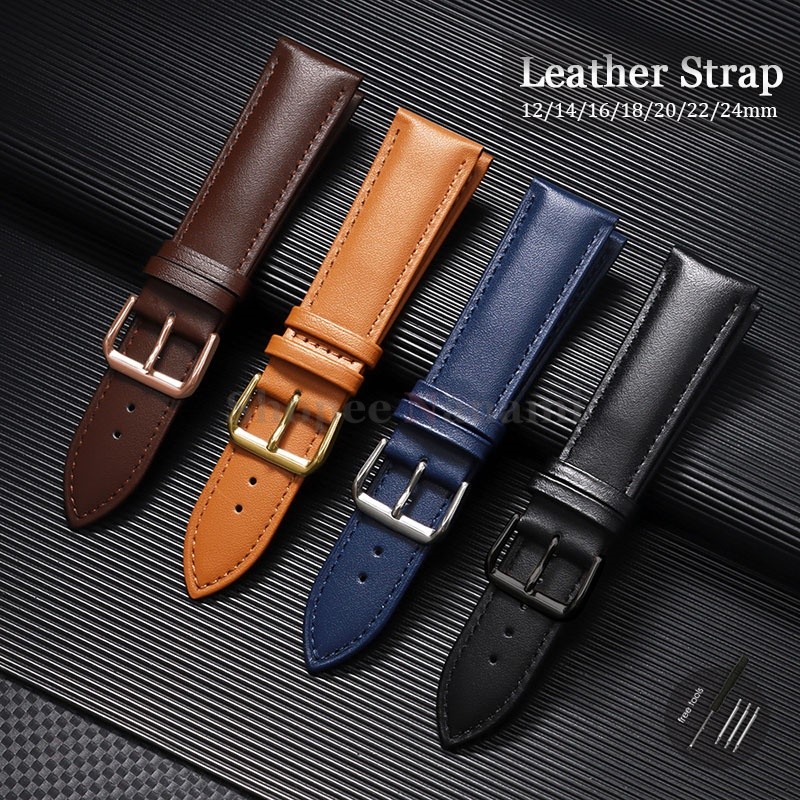 Pulseira De Relógio De Couro Simples 12mm 14mm 16mm 18mm 20mm 22mm 24mm Universal Macio De Vaca Masculino Feminino Pulse
