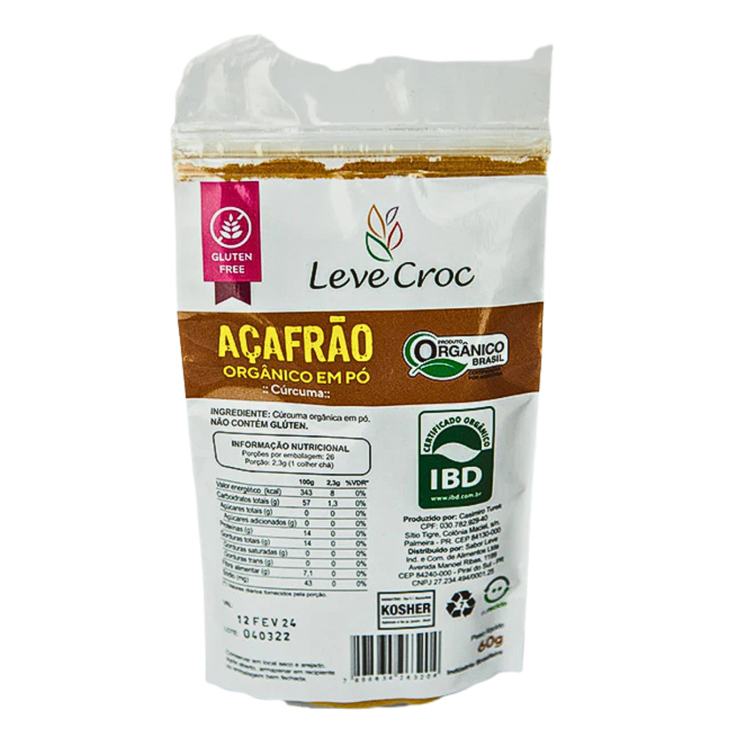 Açafrão Da Terra Orgânico Em Pó (Cúrcuma) 60g - Leve Croc