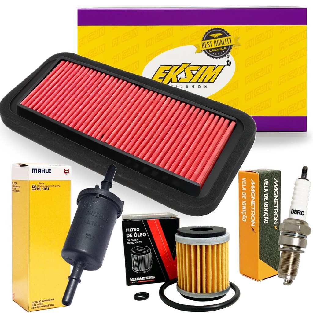 Kit de Filtros + Vela de Ignição Fazer 250 Abs 2018-2025 / Fz25 250 Abs