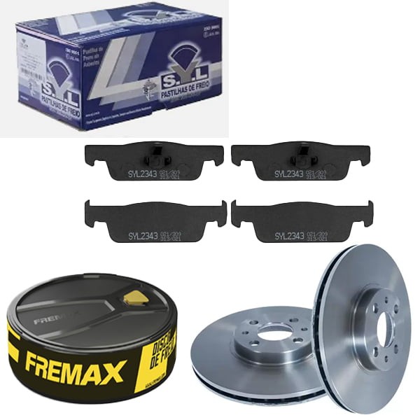 Kit Disco Freio Ventilado + Jogo Pastilha Freio LOGAN SANDERO – FREMAX / SYL