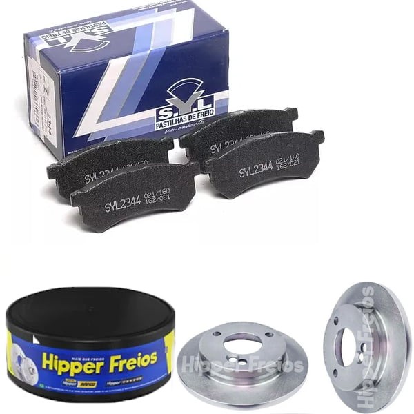Kit Disco Freio Sólido + Jogo Pastilha Freio Kwid 1.0 2018 a 2021 - HIPPER FREIOS / SYL