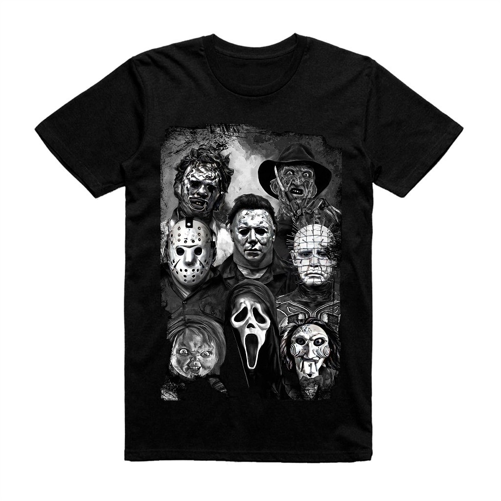 Camiseta com estampa de filme de horror terror halloween scream jason chucky em Oferta na Shopee