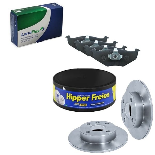 Kit Disco Freio Sólido + Jogo Pastilha Freio Gol G5 2008 a 2014 – HIPPER FREIOS / LONA FLEX