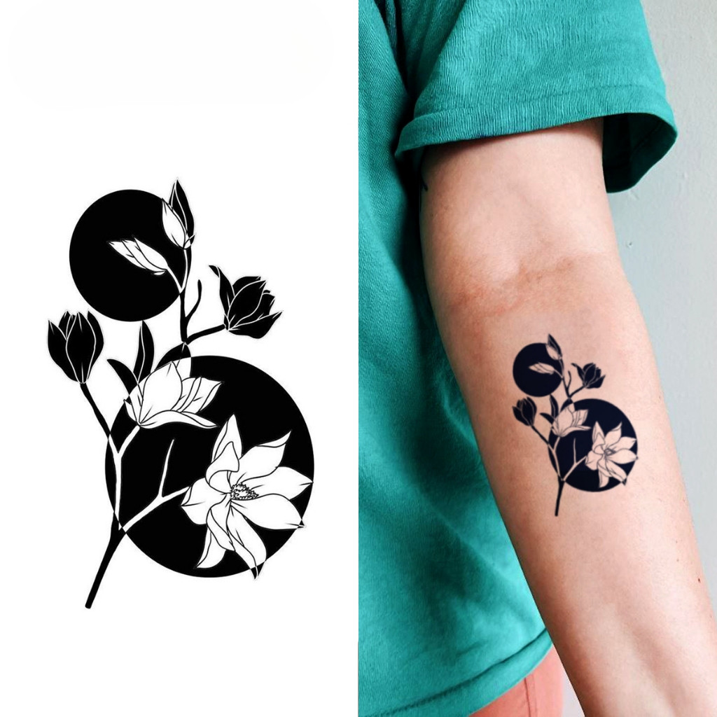 Tatuagem Temporária Magnólia, NOVA Tecnologia Mágica, Duração de 2 Semanas, Adesivo de Tatuagem Temporária Semi-Permanen