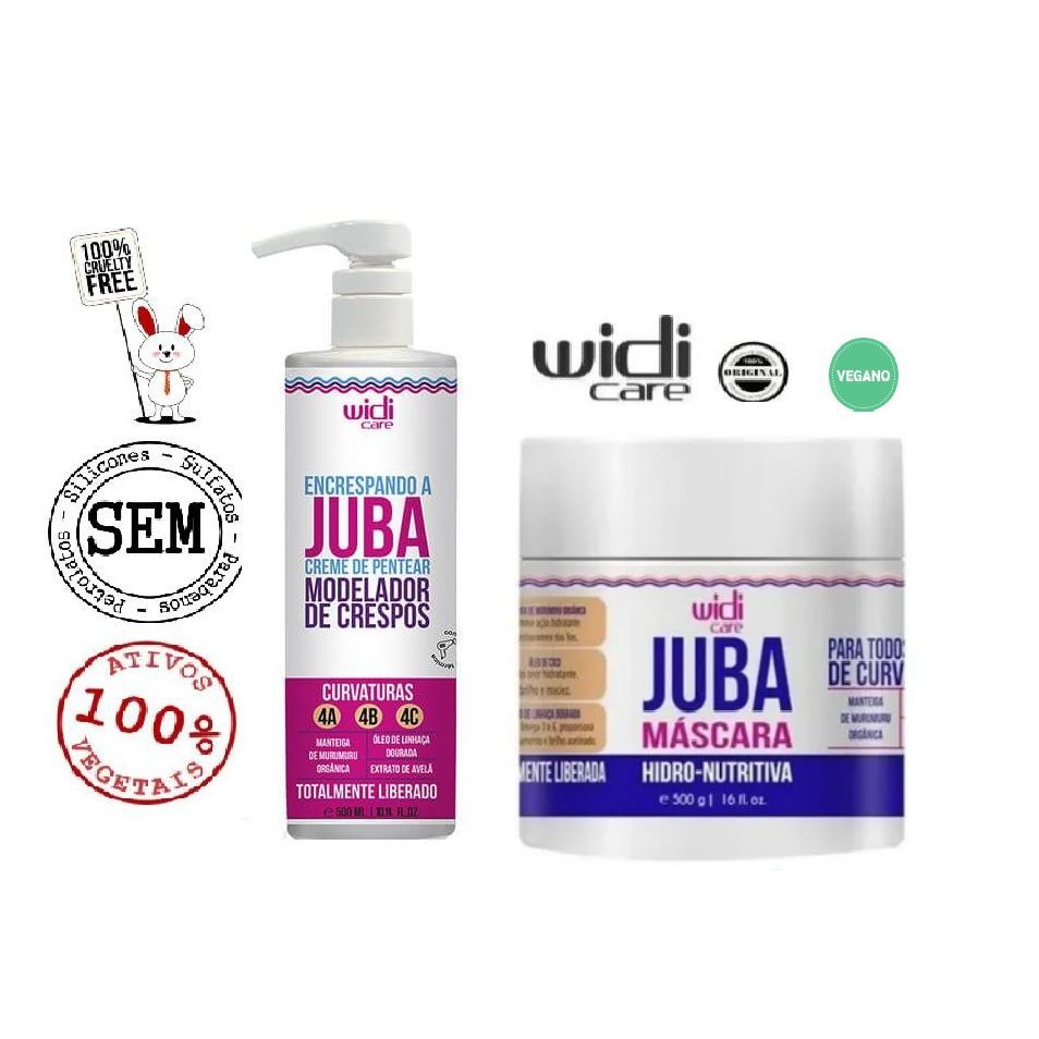 Kit Creme De Pentear Encrespando Juba 500ml + Máscara Hidro-Nutritiva 500g Widi Care em Oferta na Shopee