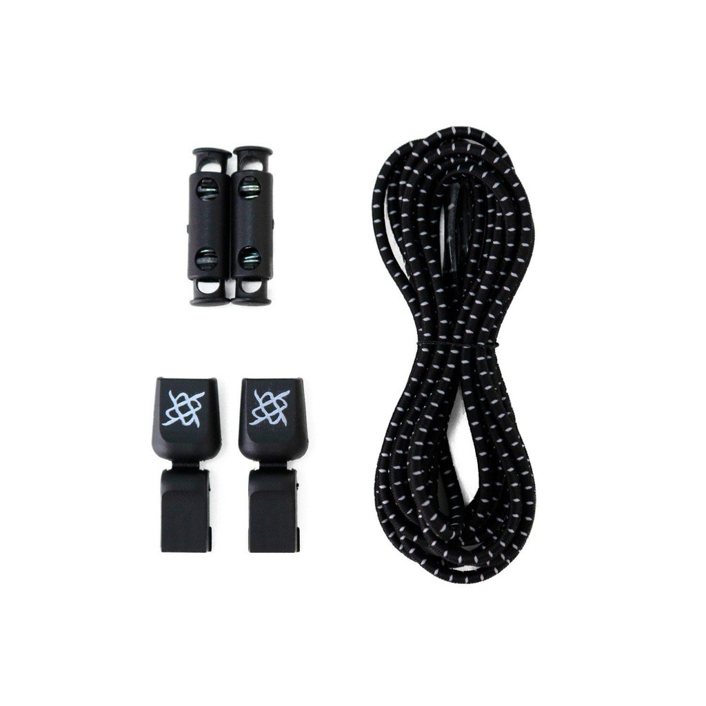 Cadarço Elástico para Tênis Hupi Laces 1 Par, Cor: Preto Risca Prata | Sem Nó, Ajuste Fácil, Ideal para Corrida em Oferta na Shopee