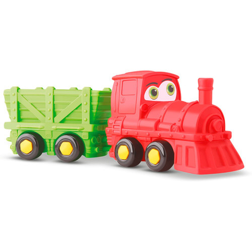 Trem Trenzinho Locomotiva Vinil Borracha Para Bebês - Brinquedo Seguro, DIvertido e Ideal Para Bebês - Silmar