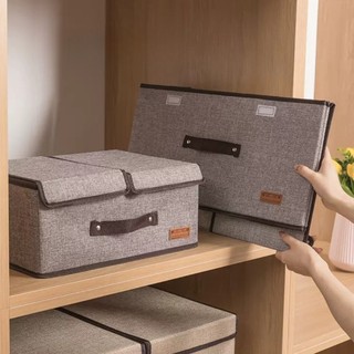 Caixa Organizadora Dobrável 50x25x29cm com Tampa – Tecido Resistente p/ Armário e Roupas