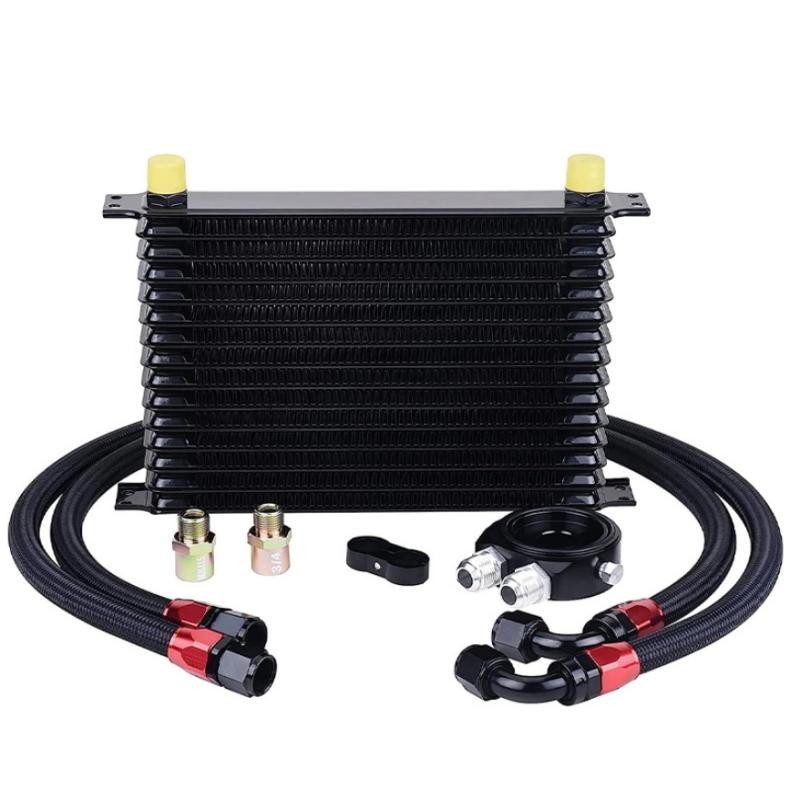 Kit universal de radiador de óleo automotivo, 15 fileiras dissipação de calor eficiente, acessórios completos