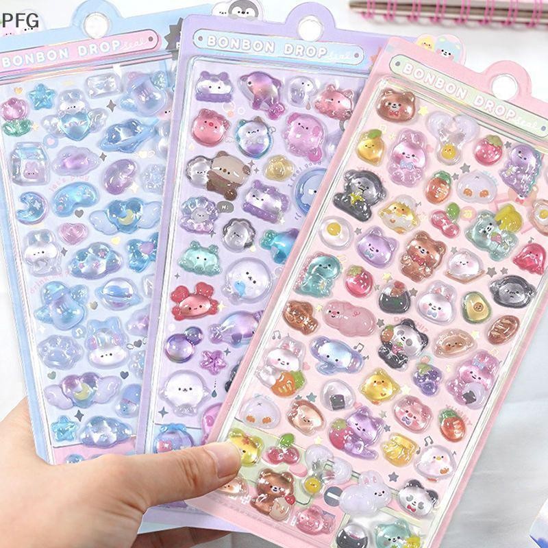 PFG 2 Pçs 3D Alívio Adesivos DIY Scrapbooking Criativo Doces Fantasma Gota Diário Papelaria Adesivo Decoração Bonito Est