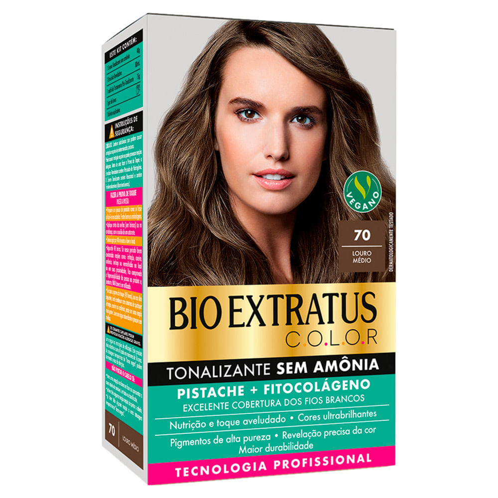 Tonalizante Bio Extratus Color Sem Amônia Cor 70 Louro Médio - Beauty