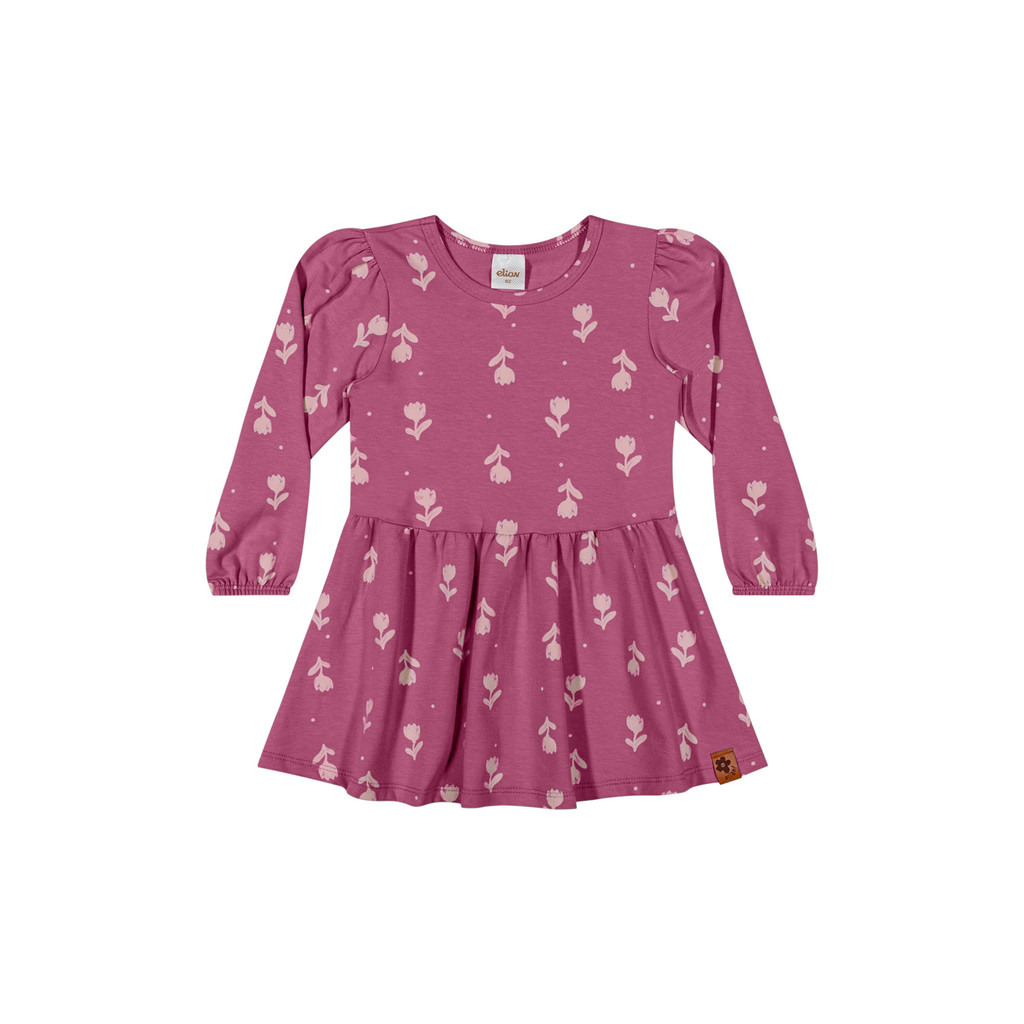 Vestido Infantil Menina Manga Longa Floral Elian Rosa - Baby & Kids Fashion