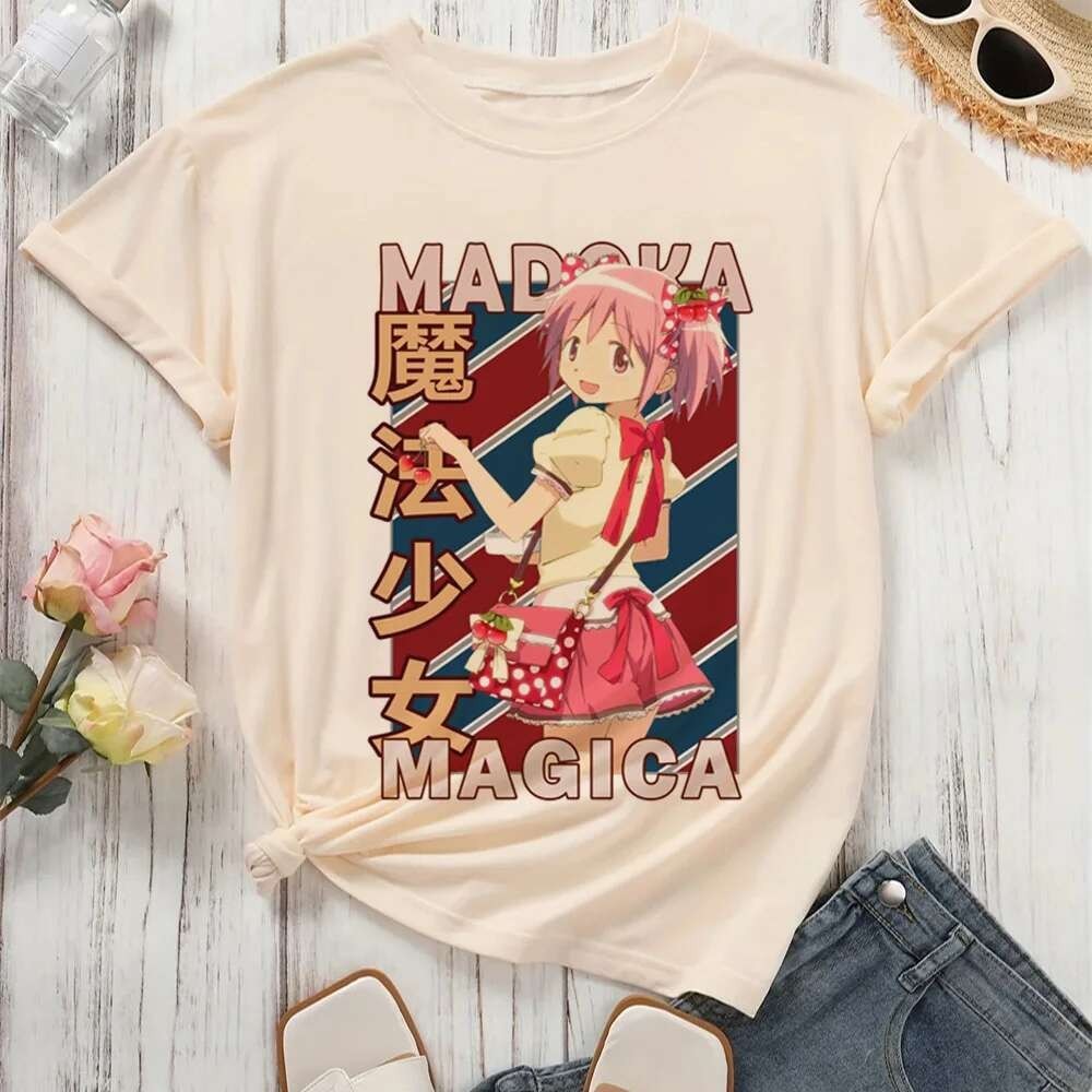 Madoka Magica Camisa Adolescente anime kawaii Psicodélico Na Moda Pastel 2000s Grunge 2000s Feminino streetwear em Oferta na Shopee