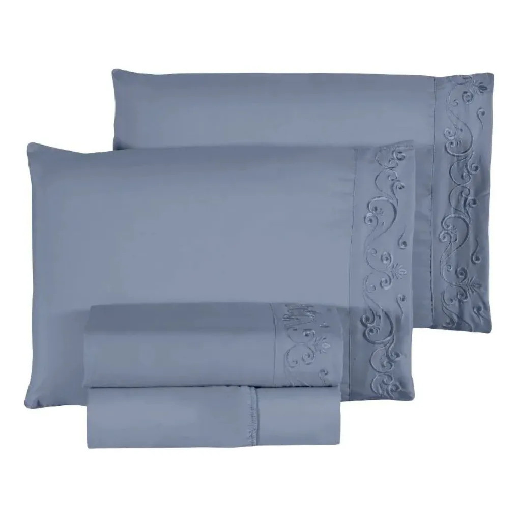 Lençol Bordado Florença Casal 400 fios 4 Peças Microfibra Eurotextil em Oferta na Shopee