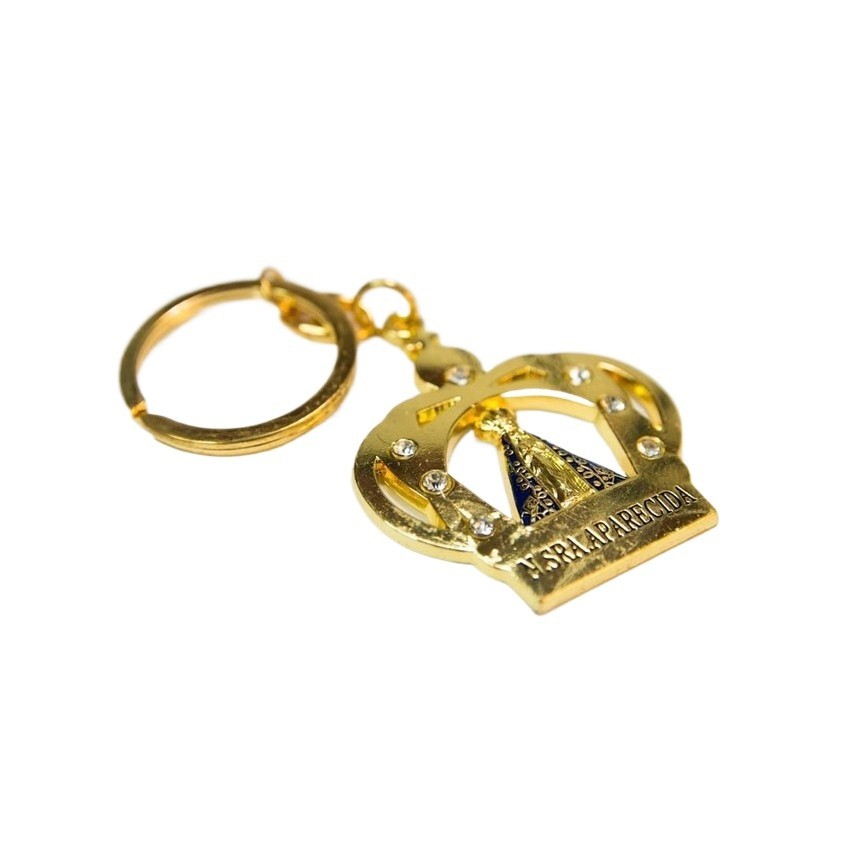 Chaveiro Religioso Coroa Nossa Senhora Aparecida Dourado com Stress