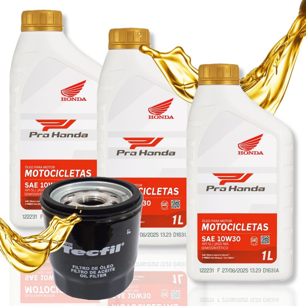 Troca de Óleo Cb 500x / Cbr 500 / Cb 650f / Cbr 650f Óleo Honda 10w30 3 Litros + Filtro em Oferta na Shopee