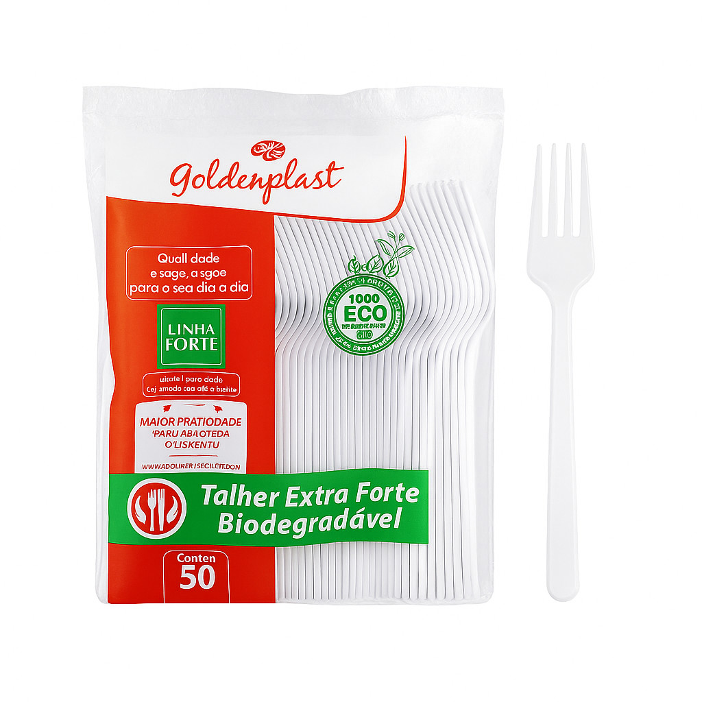 Garfo Refeição Master Branco Extra Resistente 50 Unidades