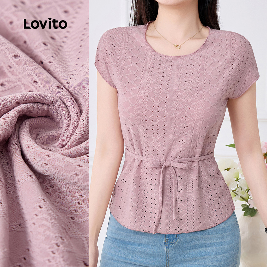 (New) Lovito Blusa Casual de Laço Na Frente para Primavera/verão para mulheres L143ED223 em Oferta na Shopee
