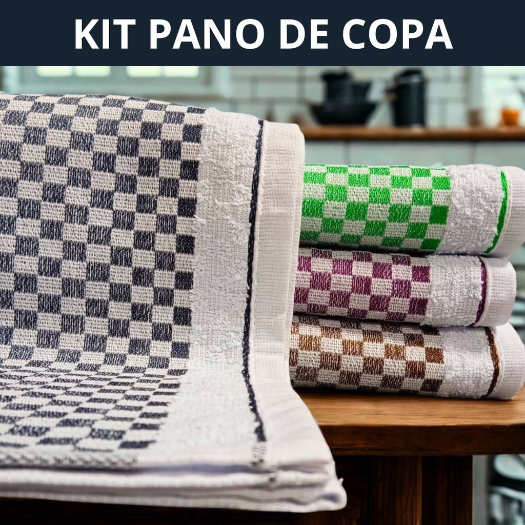 Kit Pano de Copa Atoalhado Xadrez Branco Barras Decorativas Alta Qualidade