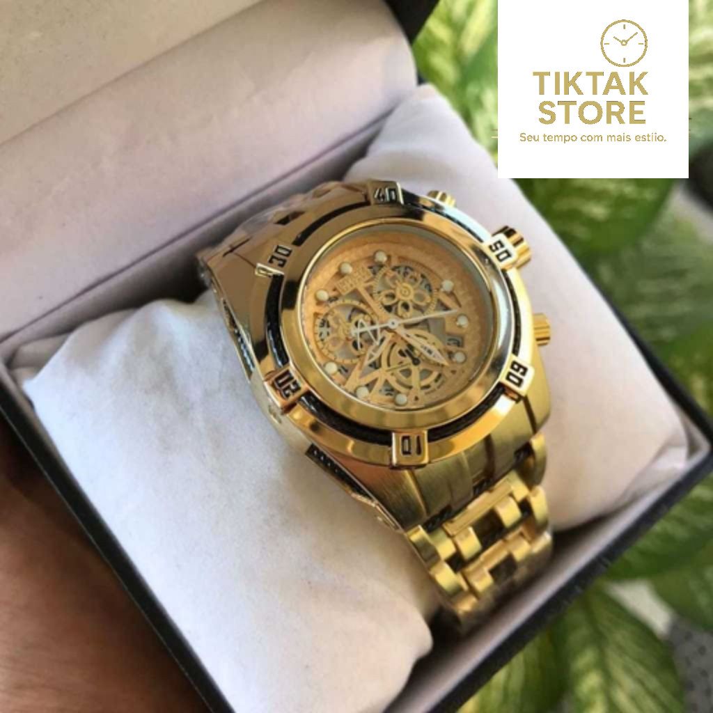 Relogio Feminino Zeus Bolt - Invicta Banhado a Ouro 18k - Luxo  Delicado - Primeira Linha  com Caixa simples