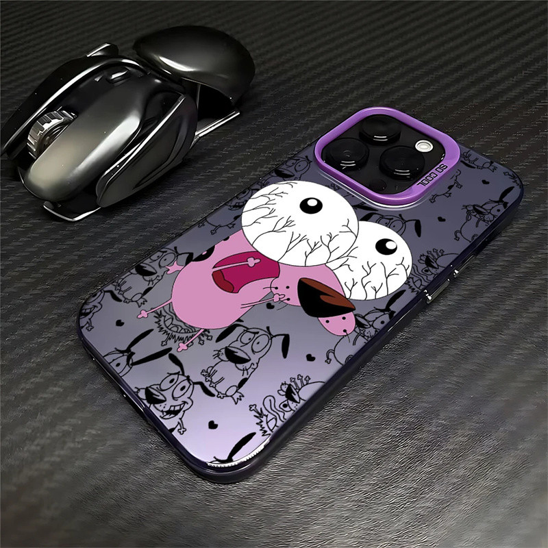 Bonito Coragem Covarde Cão Embalagem Para IPhone 16 15 14 13 12 11 Pro Max 16 Plus 16e 12PRO Caso Capa Laser IMD Acrílic
