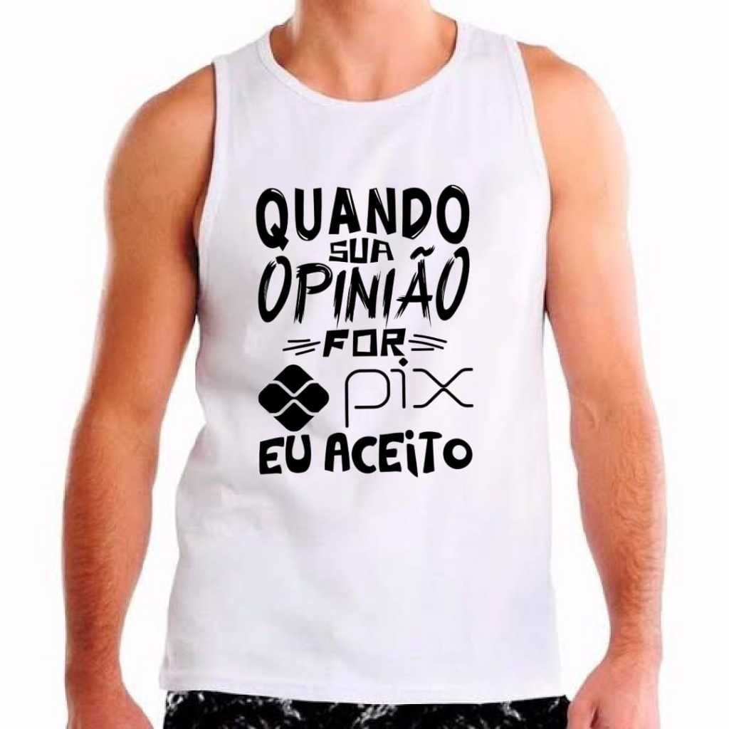 Regata Masculina Básica Branca 100% Algodão frase engraçada promoção