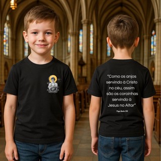 Camiseta Coroinha Católico | São Tarcísio | Frente e Costas - Unissex - 100% Algodão - Tam 2 ao GG em Oferta na Shopee