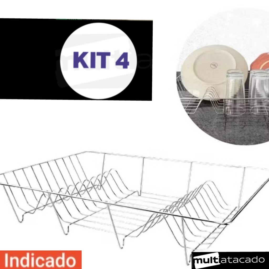 KIT até 1,2,3,4  E scorredor e Organizador de Louças 20 Pratos Cozinha 48cm Escorredor De Pratos E Louça Escorredor em Oferta na Shopee