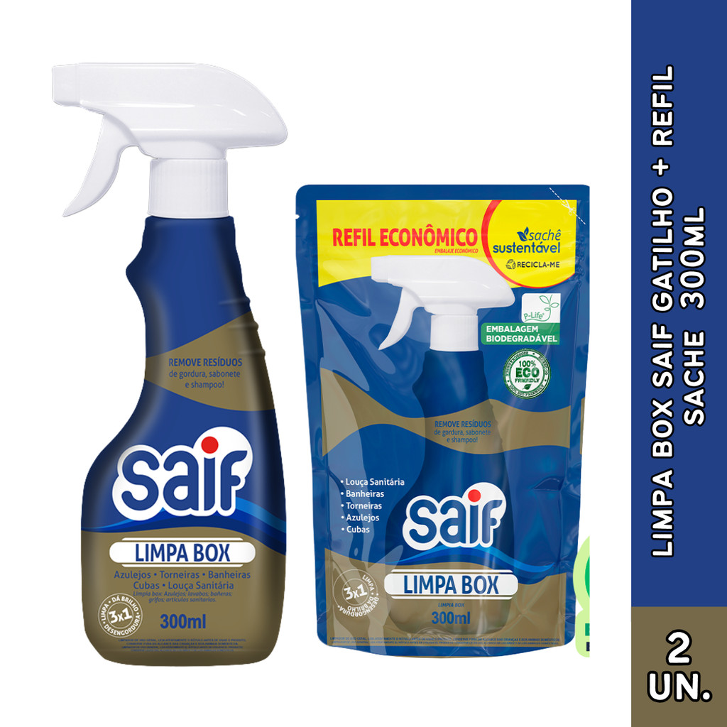 Kit Limpa Box Saif Gatilho + Refil Sache 300ml