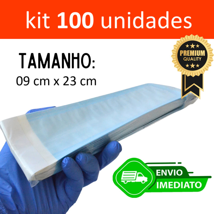 Envelope Autoclave Esterilizacao 9cm X 23cm 100 Un